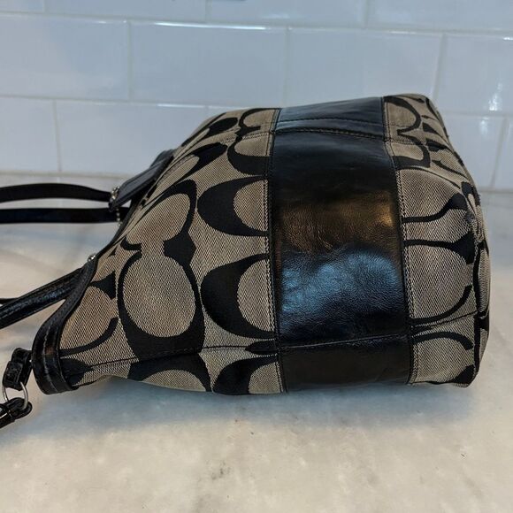 Coach Bag Purse Handbag Leather Y2K Vintage Classic Signature Stripe Tote Bag - Picture 10 of 16